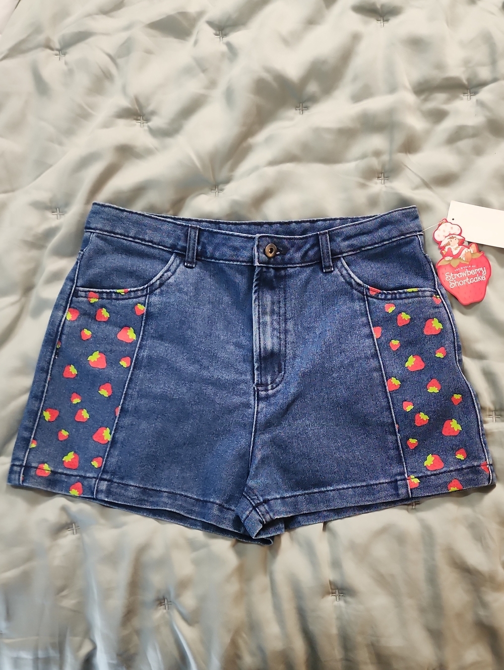 Strawberry Shortcake Blue Denim High-Waist Shorts